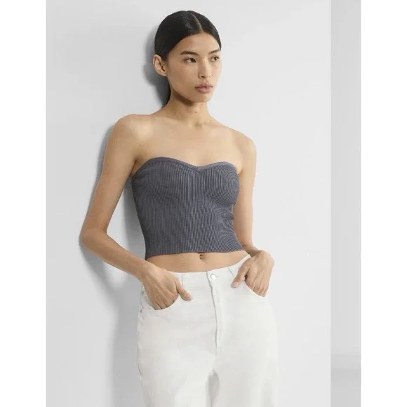 Aritzia Babaton Sculpt Knit Sweetheart Tube Top Blue Small - Picture 5 of 6